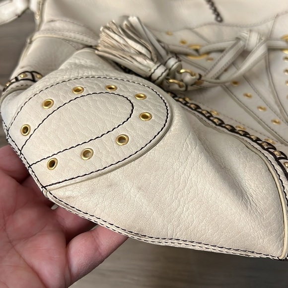 COLE HAAN CREAMY IVORY VILLAGE GROMMET HOBO SHOULDER BAG - Picture 11 of 17